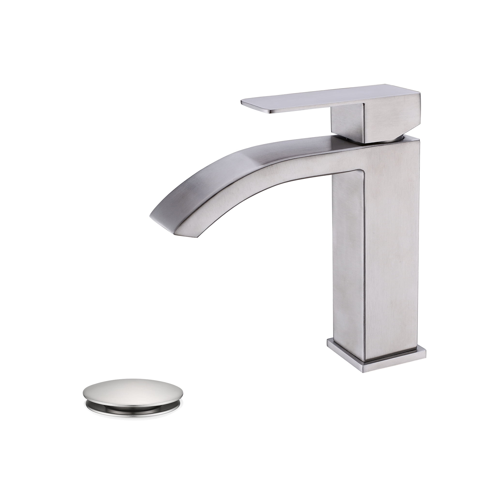 Waterfall Spout Bathroom Sink Single Handle Faucet with Pop-Up Drain (with Overflow)