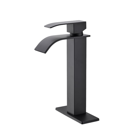 Waterfall Spout Single Handle Bathroom Sink Faucet,Matte Black Stainless Steel Bath Faucets Bathroom Sink Faucets