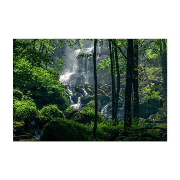Waterfall In the Spring Forest - Bulgaria Photography Waterfall Forest Nature Woodland Scenic Wilderness Landscape Unframed Wall Art Print 24 x 36 inches