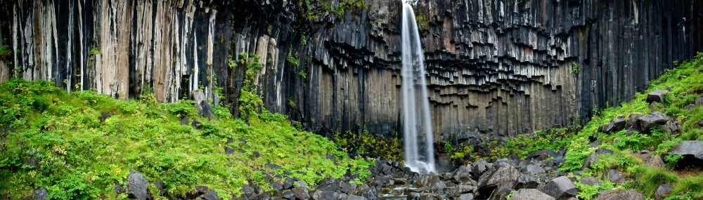 Waterfall Svartifoss Waterfall Skaftafell National Park Iceland Canvas Art - Panoramic Images (36 x 12)