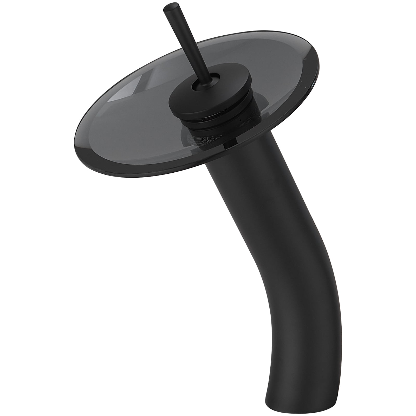 Waterfall Tall Spout Single Hole Single-Handle Vessel Sink Faucet Vanity In Matte Black