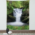 thumbnail image 1 of Waterfall Tapestry, Dream Like Image of Waterfall with Trees and Flowers in Forest Mother Nature, Wall Hanging for Bedroom Living Room Dorm Decor, 40W X 60L Inches, Green White, by Ambesonne, 1 of 5
