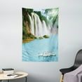 thumbnail image 1 of Waterfall Tapestry, Image of a Grand Waterfall with Swans in the Lake Sunny Day Nature Print, Wall Hanging for Bedroom Living Room Dorm Decor, 40W X 60L Inches, Blue Green White, by Ambesonne, 1 of 2