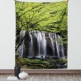 thumbnail image 1 of Waterfall Tapestry, Multiple Waterfalls Surrounded by Black Rocks and Green Trees Nature, Wall Hanging for Bedroom Living Room Dorm Decor, 40W X 60L Inches, Black White and Green, by Ambesonne, 1 of 5