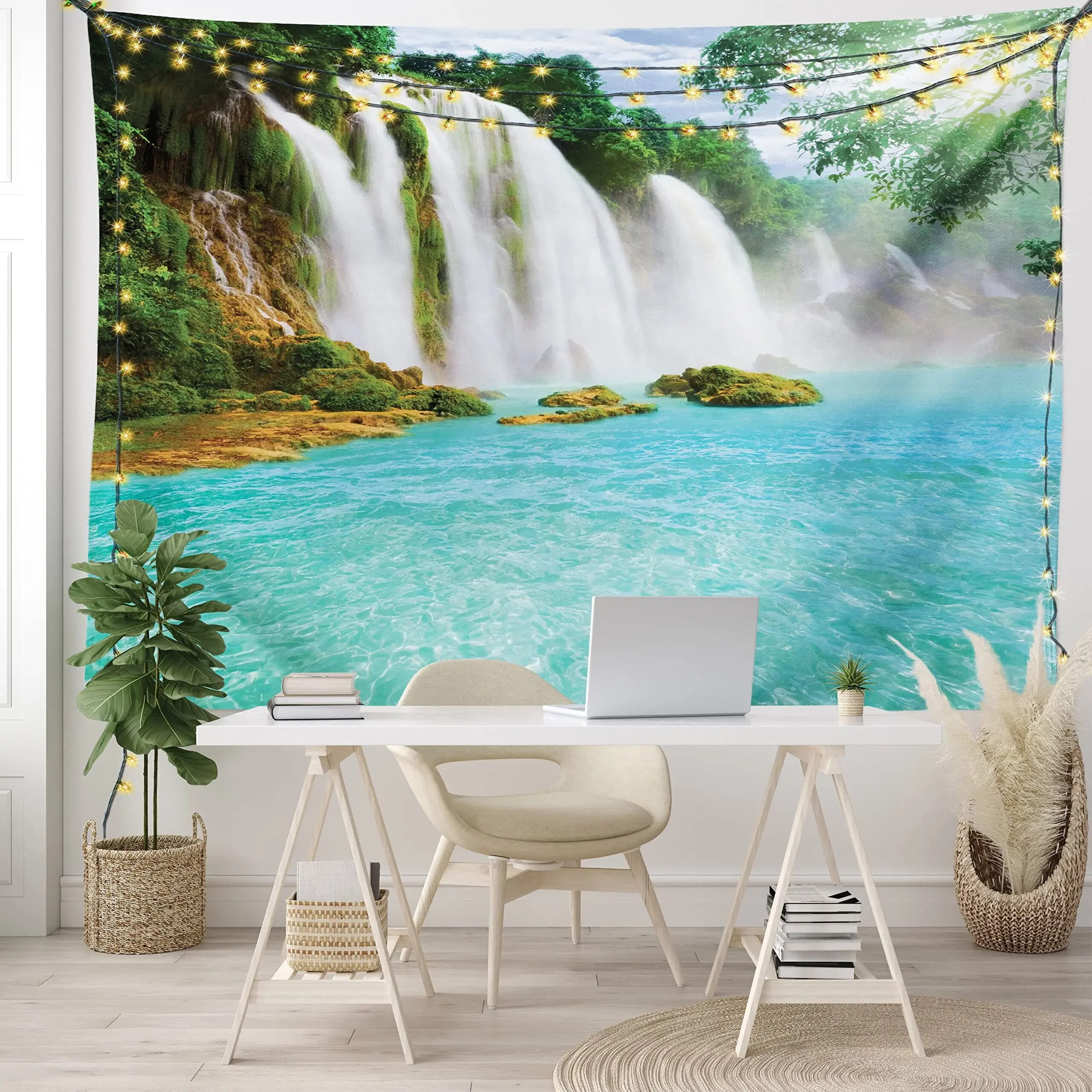 Waterfall Tapestry Wall Hanging Waterfalls In The Forest Scenery Nature
