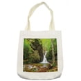 thumbnail image 1 of Waterfall Tote Bag, Waterfall in Spring Season Like Winter in Bulgaria with Trees and Bushes, Cloth Linen Reusable Bag for Shopping Books Beach and More, 16.5" X 14", Cream, by Ambesonne, 1 of 2