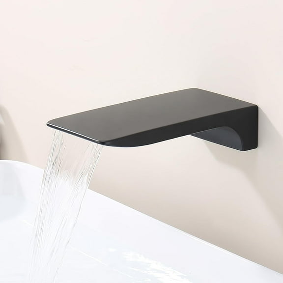 Waterfall Tub Spout Black Tub Spout for Bathtub Faucet 【SUS304 Stainless Steel & Solid Brass】 Bathroom Tub Faucet Replacement High Flow Shower Spout Matte Black Tub Spout Wall Mount