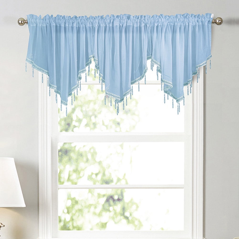 Waterfall Valance for Living Room, Kitchen Window Valances Rod Pocket
