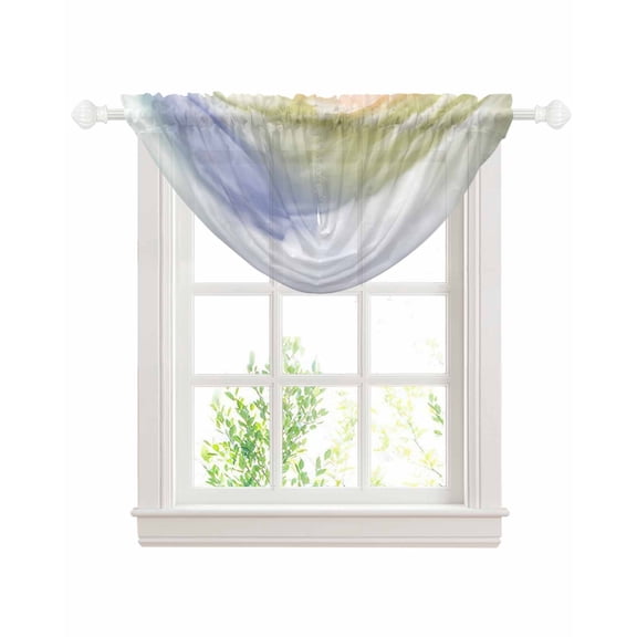 Waterfall Valances for Windows, Abstract Ombre Clouds, Kitchen Sheer Valance Curtains, Colorful Minimalistic Gradient Aesthetic Sky Rod Pocket Swag Valances for Living Room, 47.2"x38.5", 1 Panel