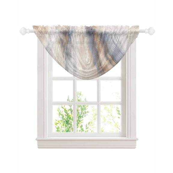Waterfall Valances for Windows, Beige Gray Kitchen Sheer Valance Curtains, Abstract Grunge Mottled Neutral Texture Rod Pocket Elegant Swag Valances for Living Room Bedroom, 47.2"x38.5", 1 Panel