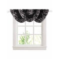 thumbnail image 1 of Waterfall Valances for Windows, Black Botanical Kitchen Sheer Valance Curtains, Dragonfly Flower Leaf Retro Style Rod Pocket Elegant Swag Valances for Living Room Bedroom, 47.2"x38.5", 3 Panel, 1 of 8