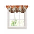thumbnail image 1 of Waterfall Valances for Windows, Burnt Orange Brown Kitchen Sheer Valance Curtains, Farmhouse Vintage Wooden Rod Pocket Elegant Swag Valances for Living Room Bedroom, 47.2"x38.5", 3 Panel, 1 of 8