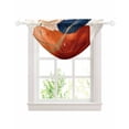 thumbnail image 1 of Waterfall Valances for Windows, Navy Blue Burnt Orange Kitchen Sheer Valance Curtains, Geometric Modern Boho Art Rod Pocket Elegant Swag Valances for Living Room Bedroom, 47.2"x38.5", 1 Panel, 1 of 8