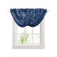 thumbnail image 1 of Waterfall Valances for Windows, Navy Blue Marble Kitchen Sheer Valance Curtains, Abstract Modern Golden Geometric Rod Pocket Elegant Swag Valances for Living Room Bedroom, 47.2"x38.5", 2 Panel, 1 of 8