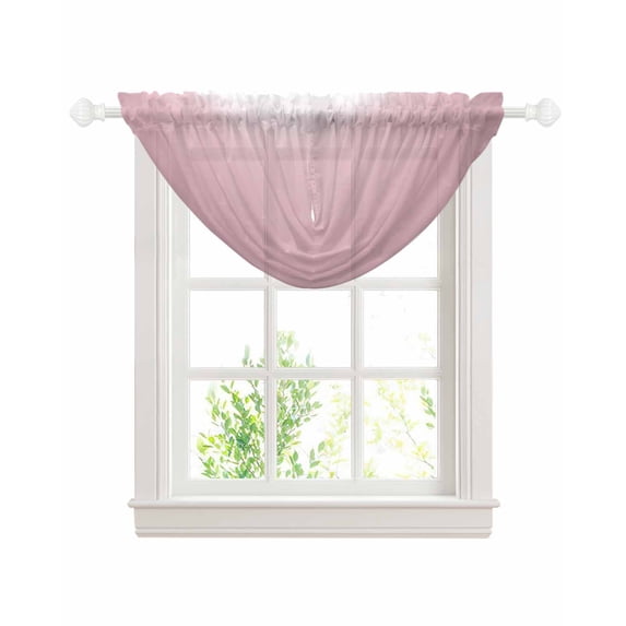 Waterfall Valances for Windows, Pink White Ombre Kitchen Sheer Valance Curtains, Pink Gradient Color Modern Abstract Art Rod Pocket Elegant Swag Valances for Living Room Bedroom, 47.2"x38.5", 1 Panel