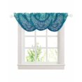 thumbnail image 1 of Waterfall Valances for Windows, Teal Blue Boho Kitchen Sheer Valance Curtains, Retro White Rustic Flower Ethnic Pattern Rod Pocket Elegant Swag Valances for Living Room Bedroom, 47.2"x38.5", 3 Panel, 1 of 8
