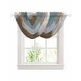 thumbnail image 1 of Waterfall Valances for Windows, Teal Blue Kitchen Sheer Valance Curtains, Brown White Minimalist Retro Smear Ombre Art Rod Pocket Elegant Swag Valances for Living Room Bedroom, 47.2"x38.5", 2 Panel, 1 of 8