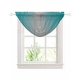 thumbnail image 1 of Waterfall Valances for Windows, Teal Grey Ombre Kitchen Sheer Valance Curtains, Gradient Contemporary Abstract Art Rod Pocket Elegant Swag Valances for Living Room Bedroom, 47.2"x38.5", 1 Panel, 1 of 8