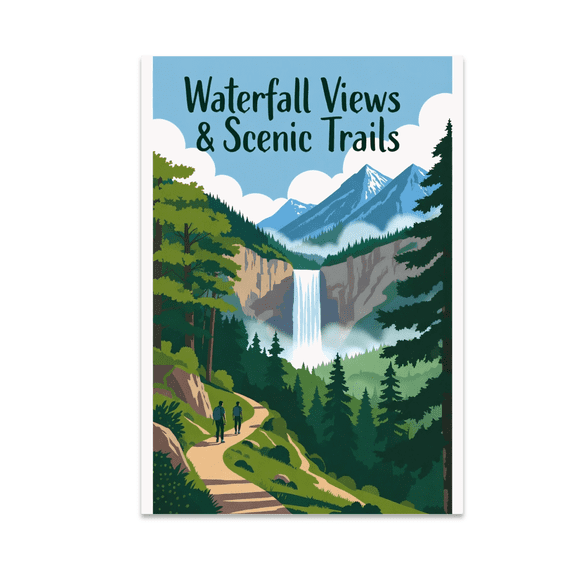 Waterfall Views & Scenic Trails - Nature Enthusiast - 13x19 Poster Print