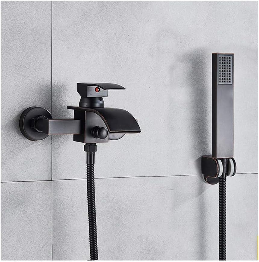 Waterfall Wall Mount Bathtub Faucet with Handheld Shower Single Handle ...