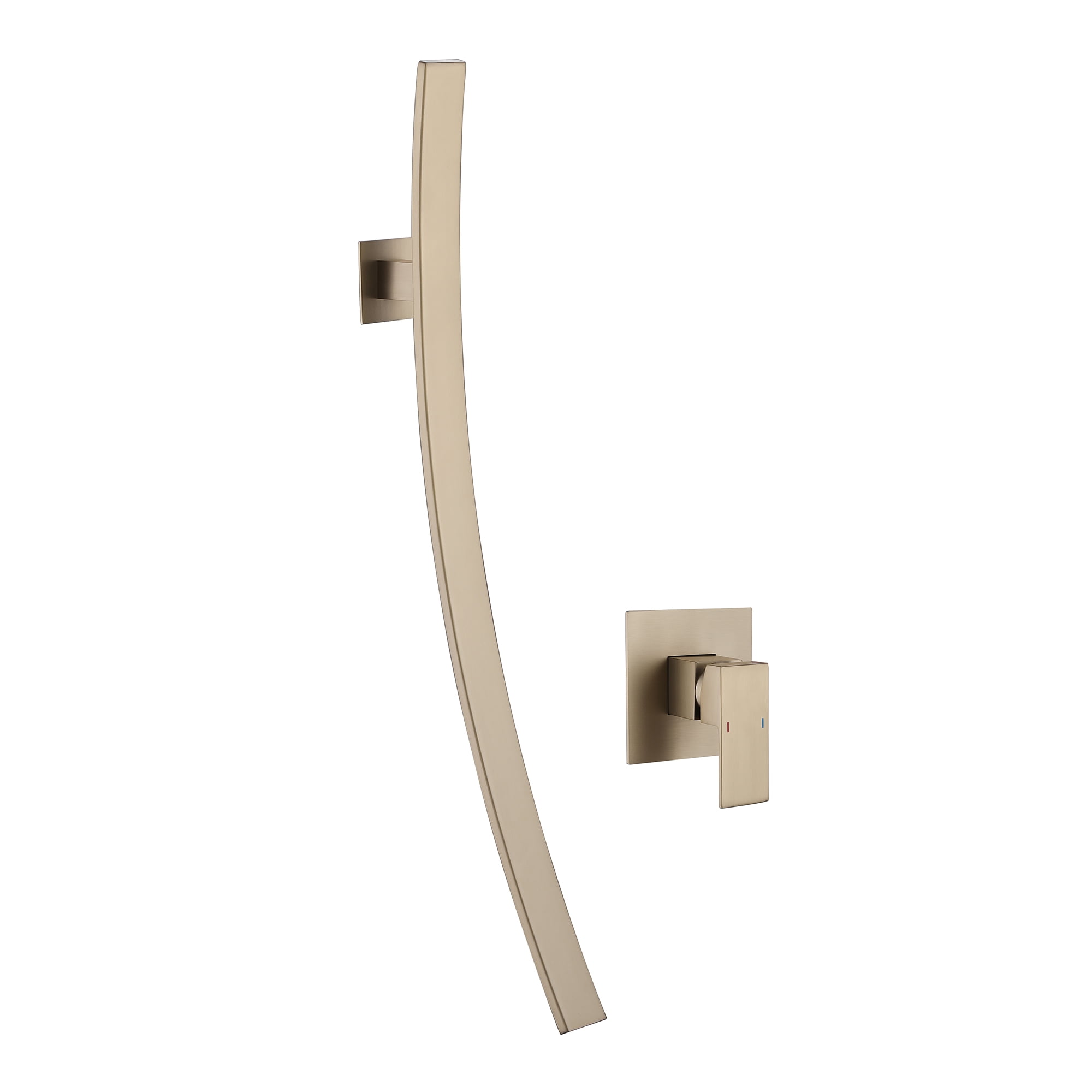 Waterfall Wall Mounted Bathroom Sink Faucet, Solid Brass Single Handle Faucet