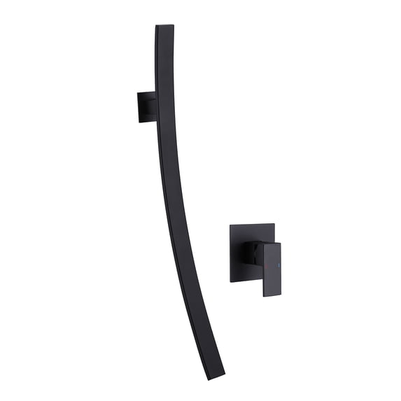 Waterfall Wall Mounted Bathroom Sink Faucet, Solid Brass Single Handle Faucet