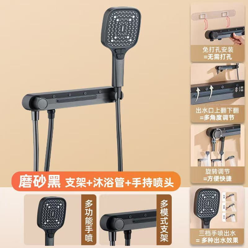 Waterfall Wall-Mounted Bathtub Shower Mixer Faucet with 3-Mode Showerhead