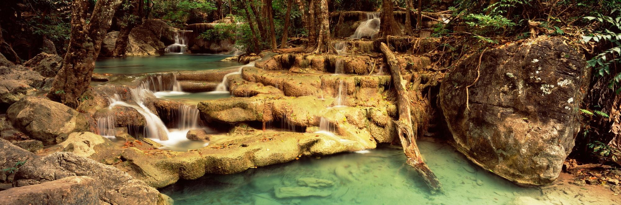 Waterfall in a forest Erawan Waterfall Erawan National Park Kanchanaburi Province Thailand Canvas Art - Panoramic Images (27 x 9)