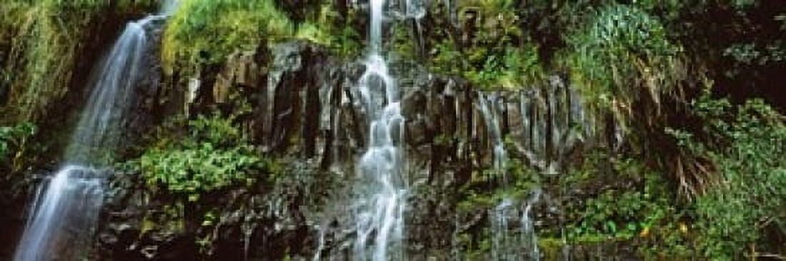 Waterfall in a forest Hawaii USA Canvas Art - Panoramic Images (36 x 12)