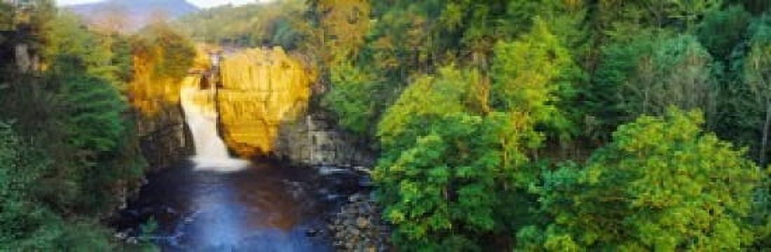 Waterfall in a forest High Force River Tees Teesdale County Durham England Canvas Art - Panoramic Images (36 x 12)