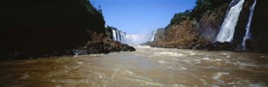 Waterfall in a forest Iguacu Falls Argentina Canvas Art - Panoramic Images (18 x 6)