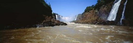 Waterfall in a forest Iguacu Falls Argentina Canvas Art - Panoramic Images (36 x 12)