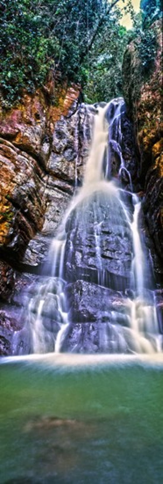 Waterfall in a forest La Mina Falls Caribbean National Forest Puerto Rico Canvas Art - Panoramic Images (18 x 6)