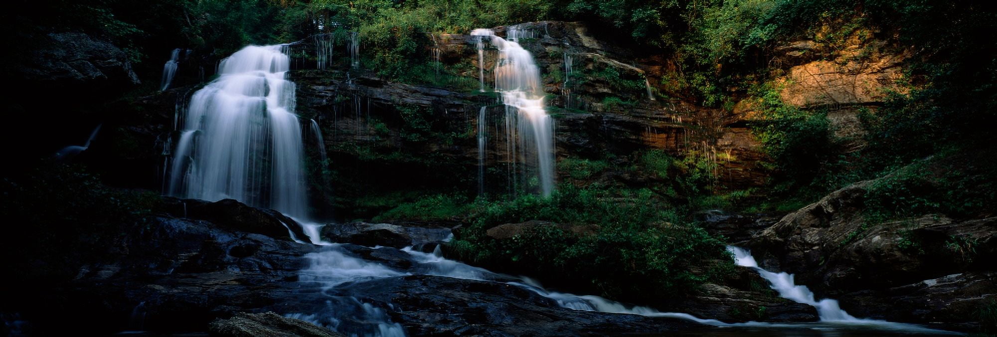 Waterfall in a forest Long Creek Falls Chattooga River South Carolina USA Canvas Art - Panoramic Images (27 x 9)