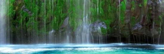 Waterfall in a forest Mossbrae Falls Sacramento River Dunsmuir Siskiyou County California USA Canvas Art - Panoramic Images (36 x 12)