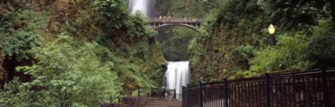 Waterfall in a forest Multnomah Falls Hood River Columbia River Gorge Multnomah County Oregon USA Canvas Art - Panoramic Images (18 x 6)