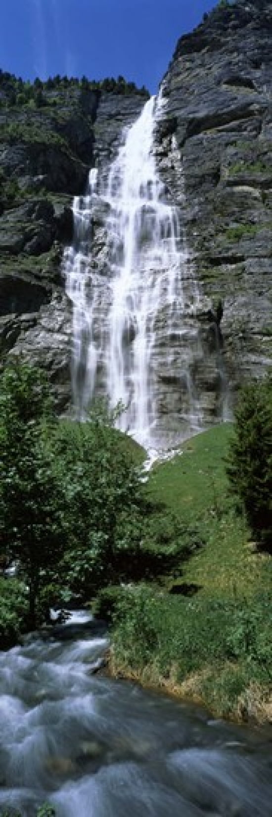 Waterfall in a forest Murrenbach Falls Lauterbrunnen Valley Bernese Oberland Berne Canton Switzerland Canvas Art - Panoramic Images (36 x 12)