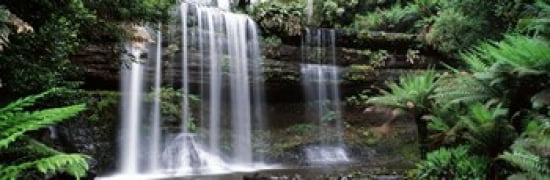 Waterfall in a forest Russell Falls Mt Field National Park Tasmania Australia Canvas Art - Panoramic Images (36 x 12)