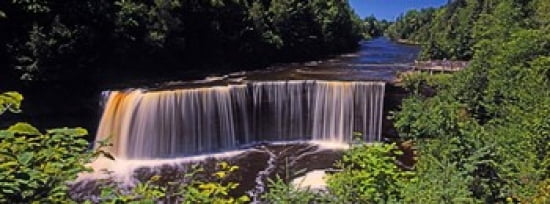 Waterfall in a forest Tahquamenon Falls Tahquamenon River Michigan USA Canvas Art - Panoramic Images (36 x 13)