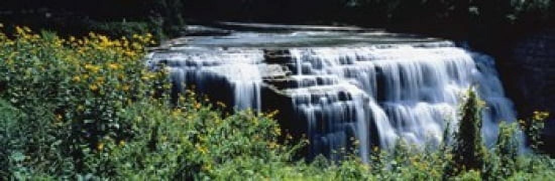 Waterfall in a park Middle Falls Genesee Letchworth State Park New York State USA Canvas Art - Panoramic Images (18 x 6)