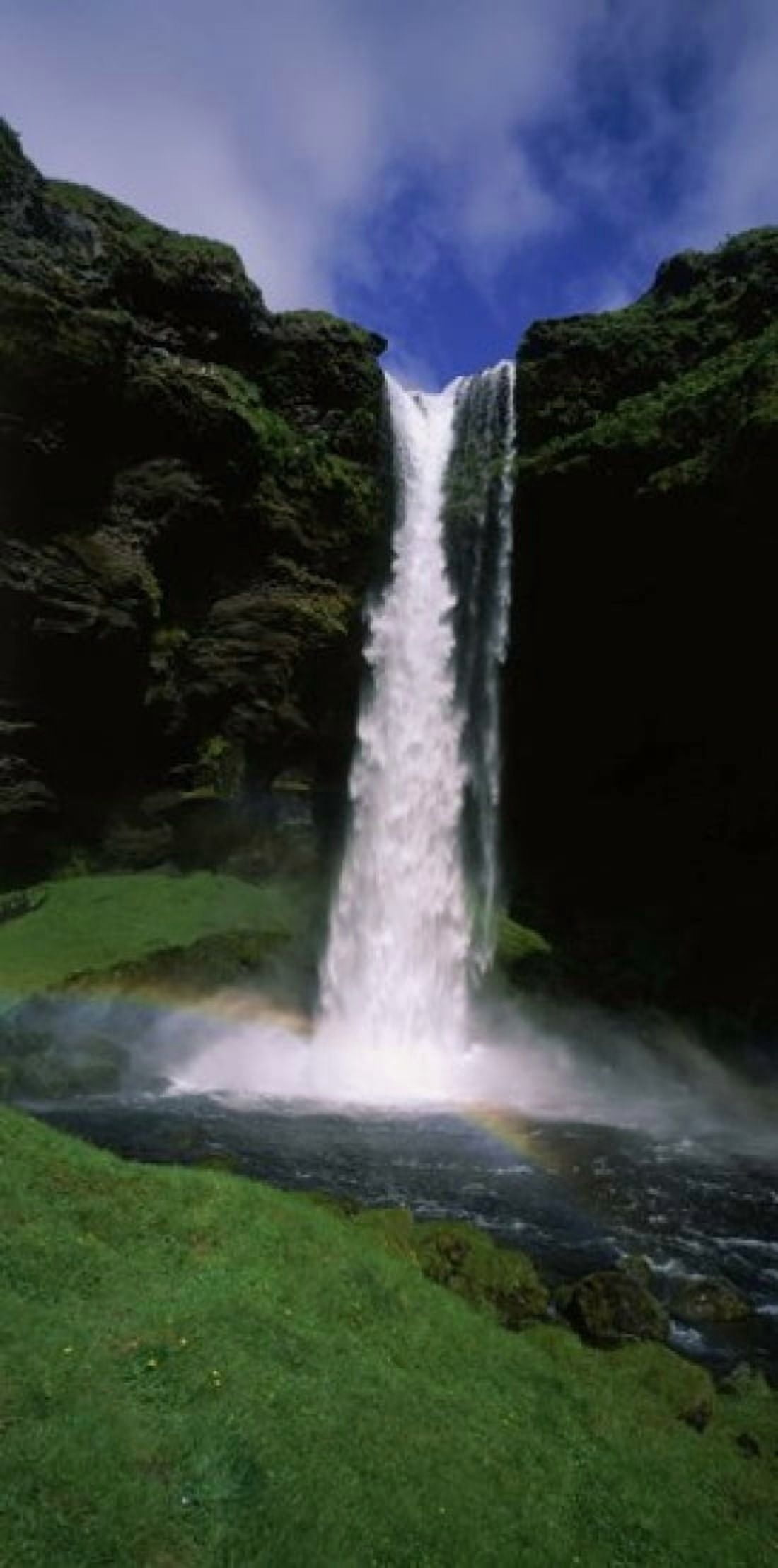 Waterfall in the forest Kvernufoss Iceland Canvas Art - Panoramic Images (24 x 12)