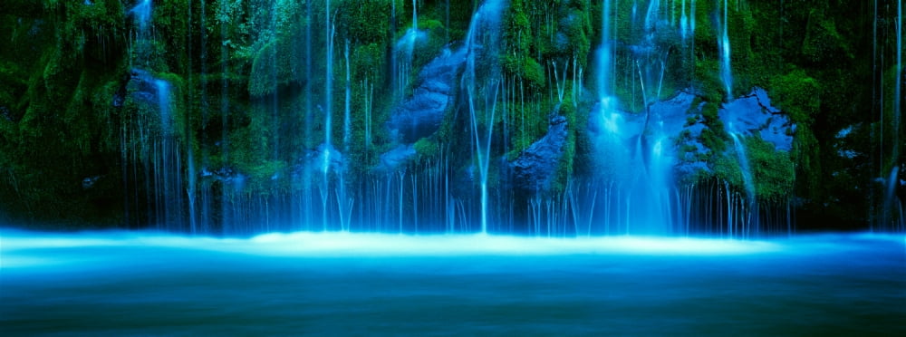 Waterfall on a cliff Mossbrae Falls Sacramento River Shasta Cascade Dunsmuir California USA Canvas Art - Panoramic Images (36 x 12)