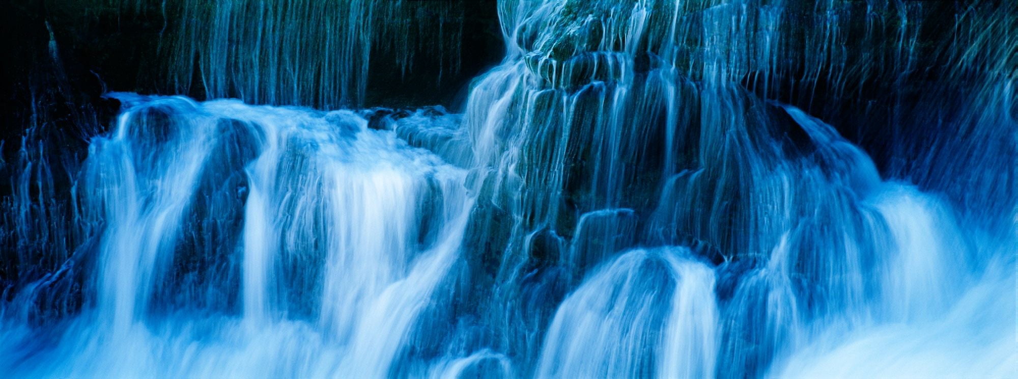 Waterfall on a cliff Santa Cruz California USA Canvas Art - Panoramic Images (36 x 12)