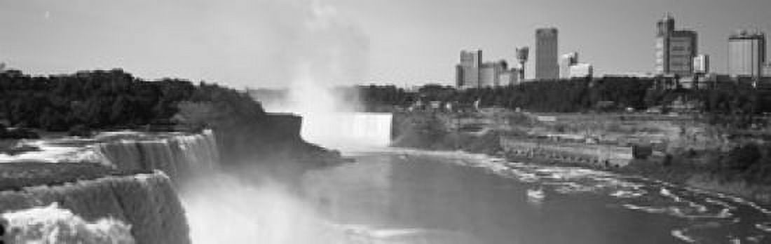 Waterfall with city skyline in the background Niagara Falls Ontario Canada Canvas Art - Panoramic Images (36 x 12)