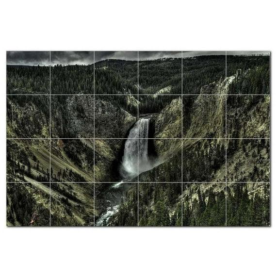 Waterfalls Ceramic Tile Mural Kitchen Backsplash Bathroom Shower, 401739-XL64