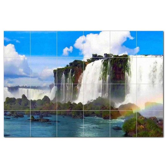 Waterfalls Ceramic Tile Mural Kitchen Backsplash Bathroom Shower, 401750-L64