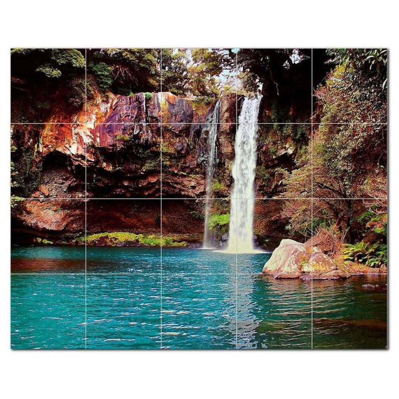 Waterfalls Ceramic Tile Mural Kitchen Backsplash Bathroom Shower, 401760-XL54