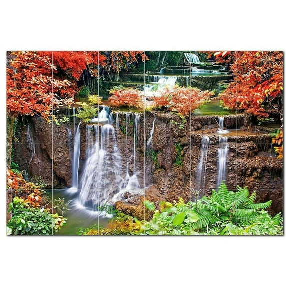 Waterfalls Ceramic Tile Mural Kitchen Backsplash Bathroom Shower, 401770-L64