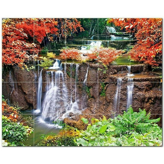 Waterfalls Ceramic Tile Mural Kitchen Backsplash Bathroom Shower, 401770-XL54