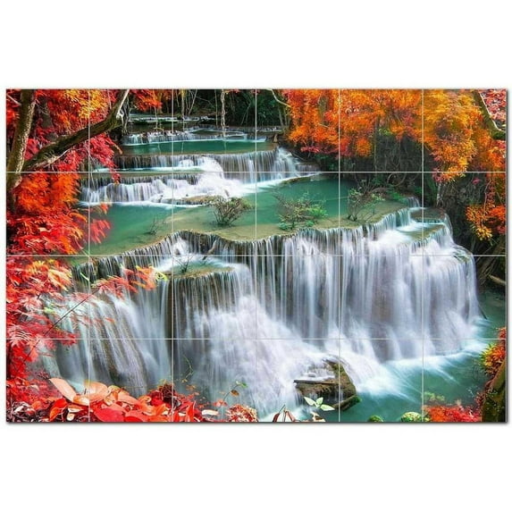 Waterfalls Ceramic Tile Mural Kitchen Backsplash Bathroom Shower, 401775-M64